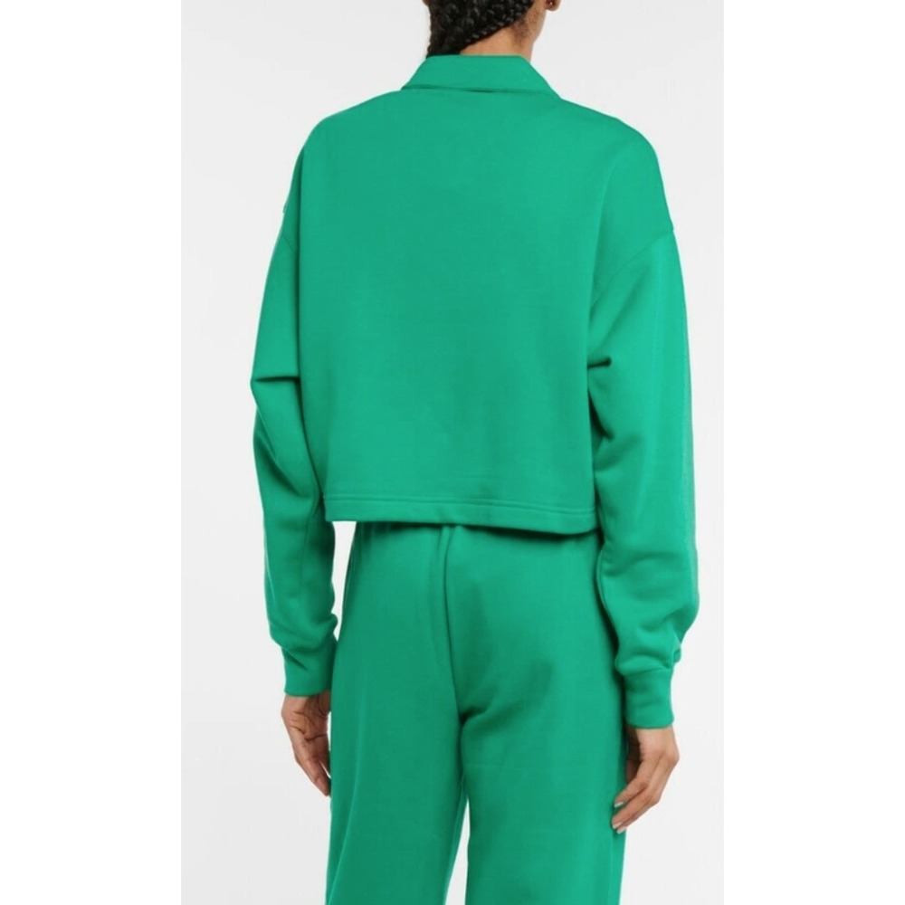 Alo Yoga Polo Club Henley Pullover Sweatshirt Green Cropped  Size S - Picture 2 of 8